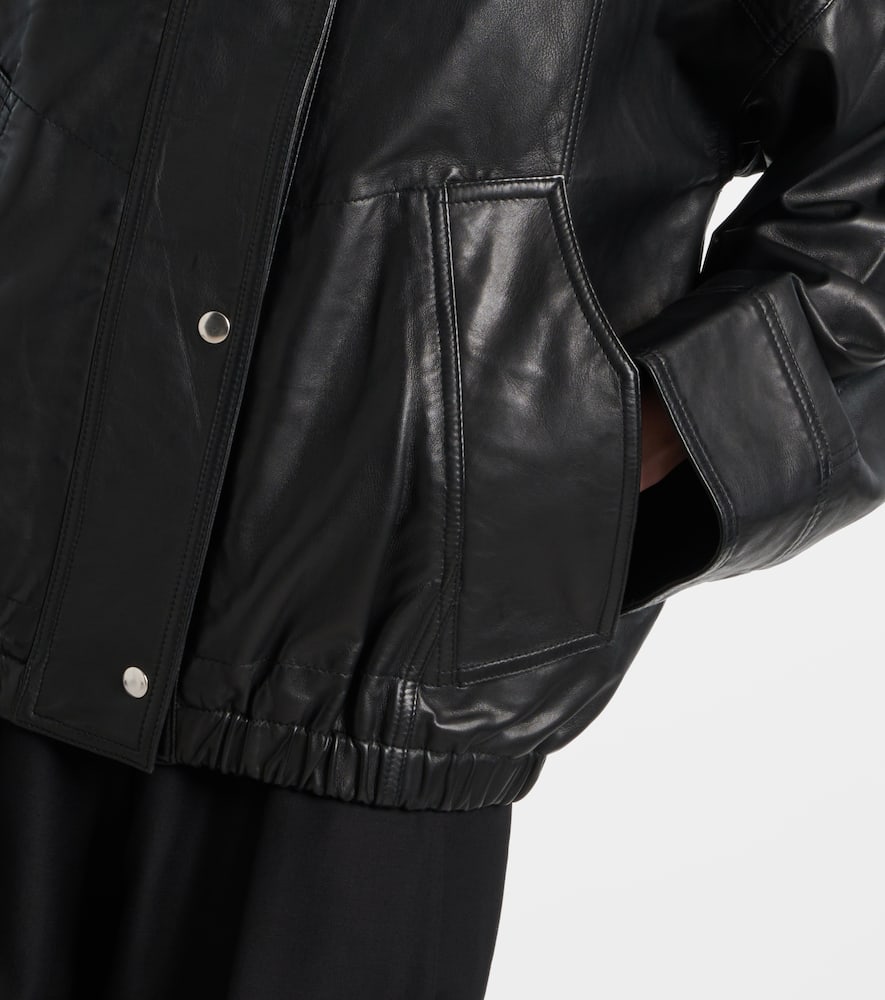 Rohe Leather Bomber Jacket In Black