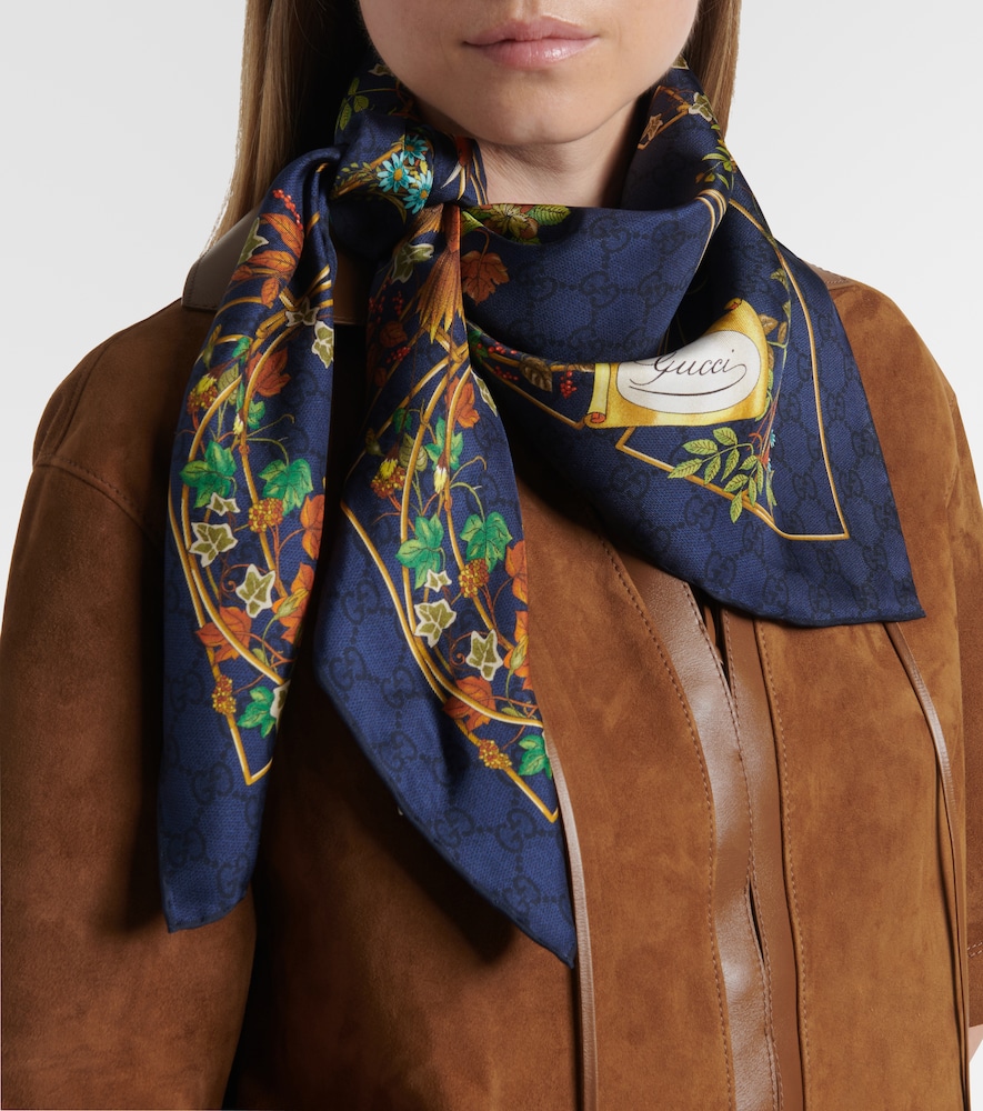 Gucci GG floral silk twill scarf