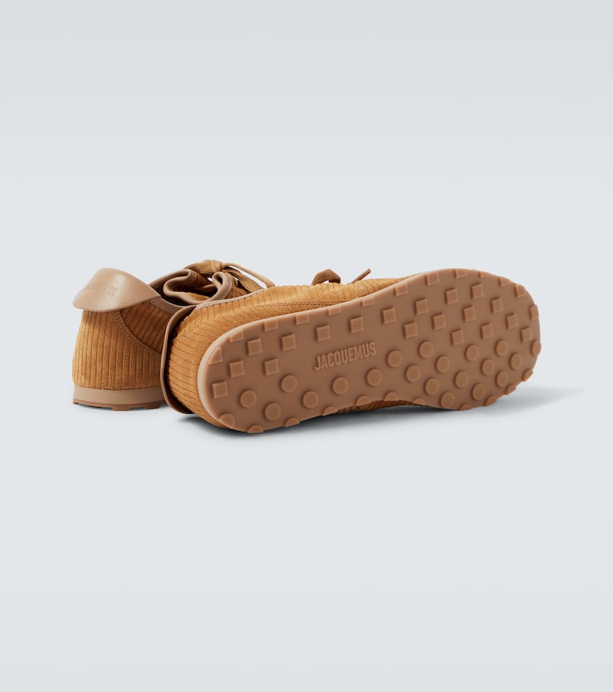 Jacquemus Le Tennis Sneakers In Soft Corduroy-embossed Suede Shoes In Brown
