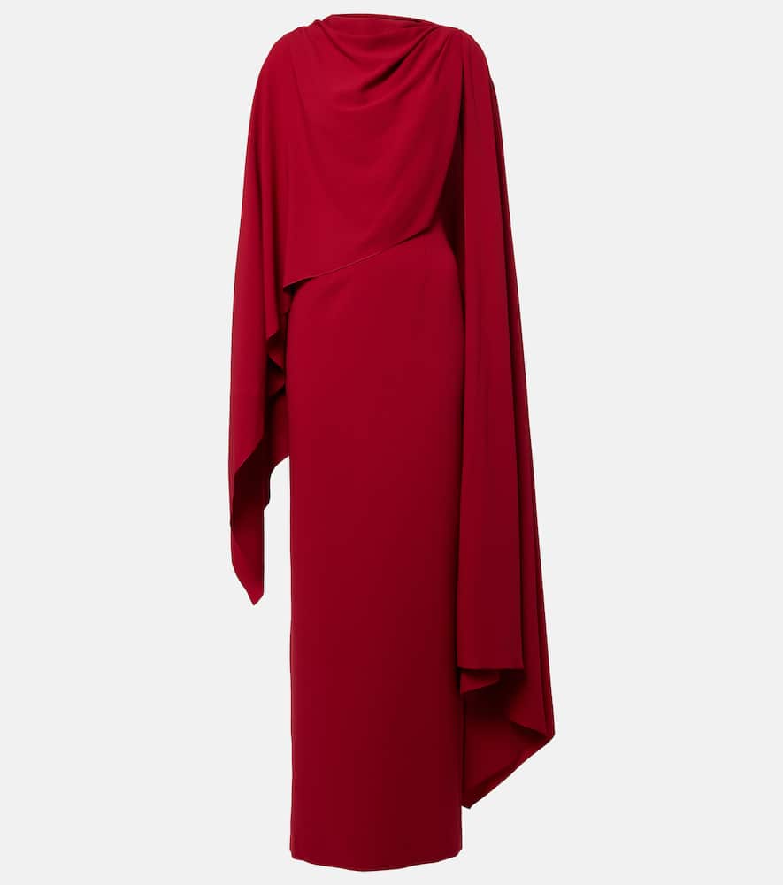 Demetria caped crêpe gown