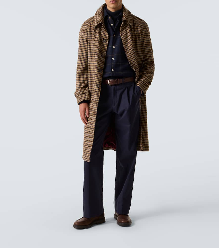 Kiton Checked wool, silk and cotton-blend shirt