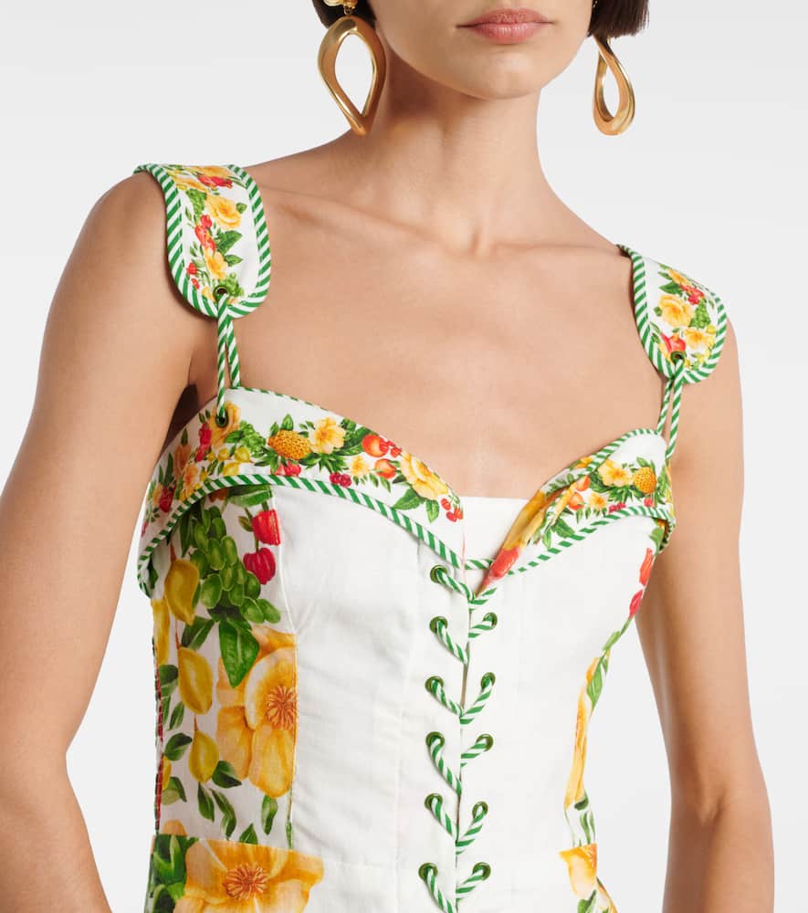 Farm Rio Floral Linen-blend Minidress