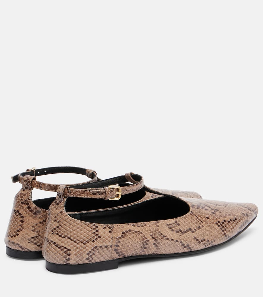 A.emery A. Emery Ward Snake-effect Leather Mary Jane Flats In Brown