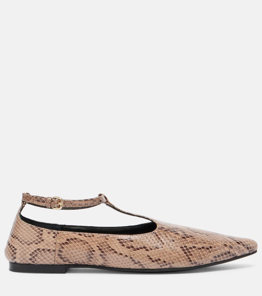 A.emery A. Emery Ward Snake-effect Leather Mary Jane Flats In Brown