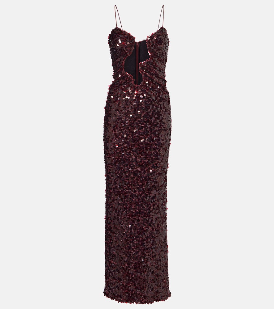 Christopher Esber Salacia Sequined Gown In Brown