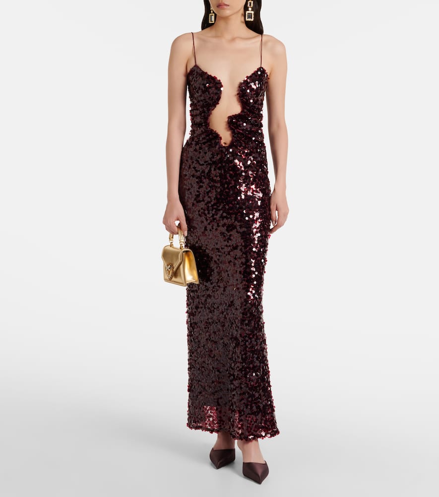 Christopher Esber Salacia Sequined Gown In Brown