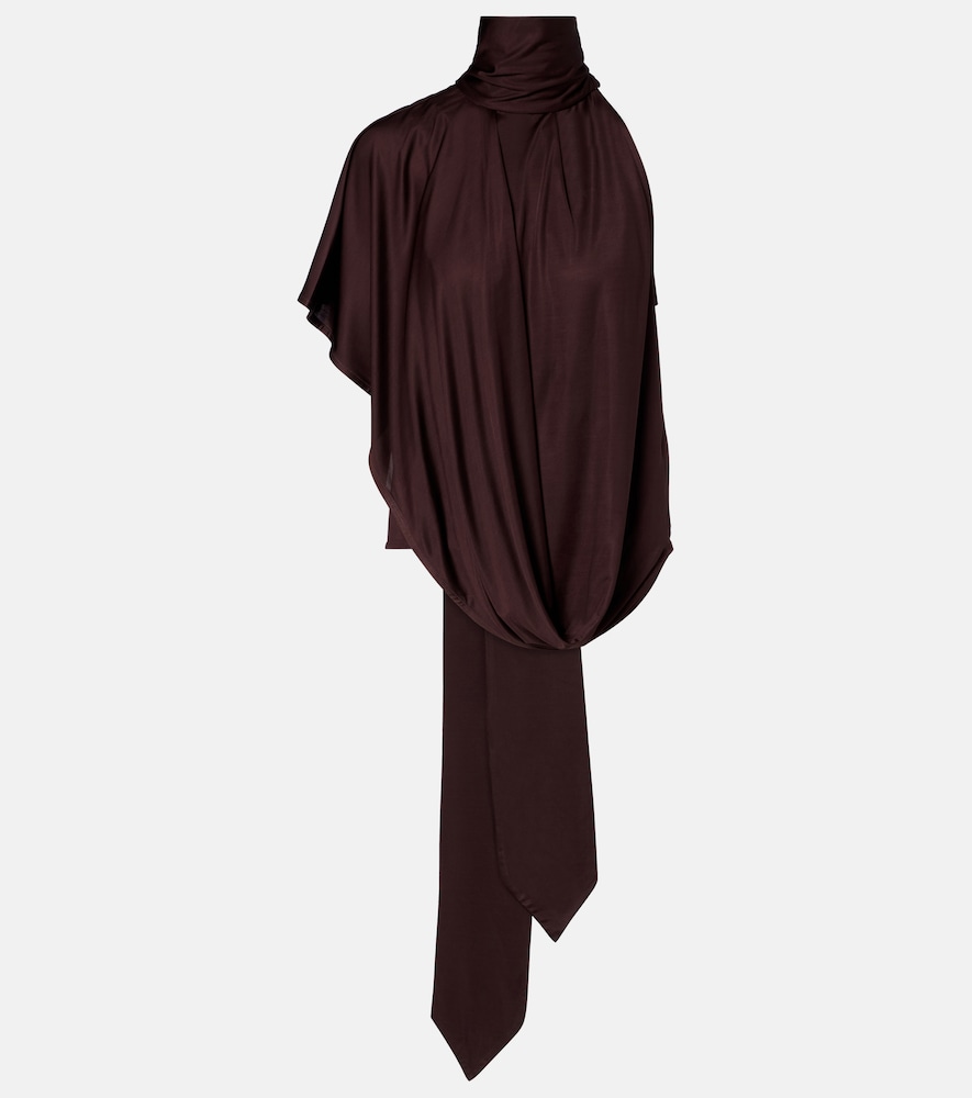 Dries Van Noten Dries Van Noten Scarf-detail draped satin top　Dries Van Noten スカーフディテール ドレープサテン トップ