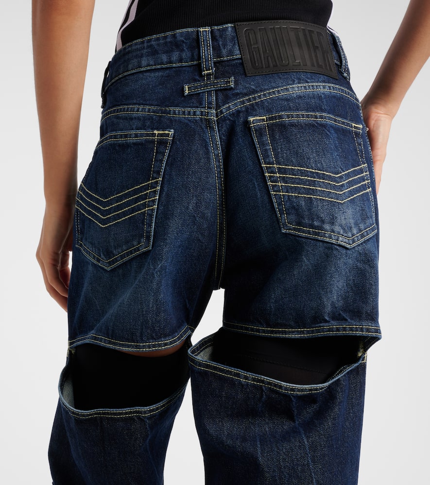 Jean Paul Gaultier Cutout High-rise Wide-leg Jeans In Blue
