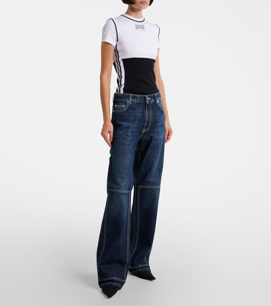 Jean Paul Gaultier Cutout High-rise Wide-leg Jeans In Blue