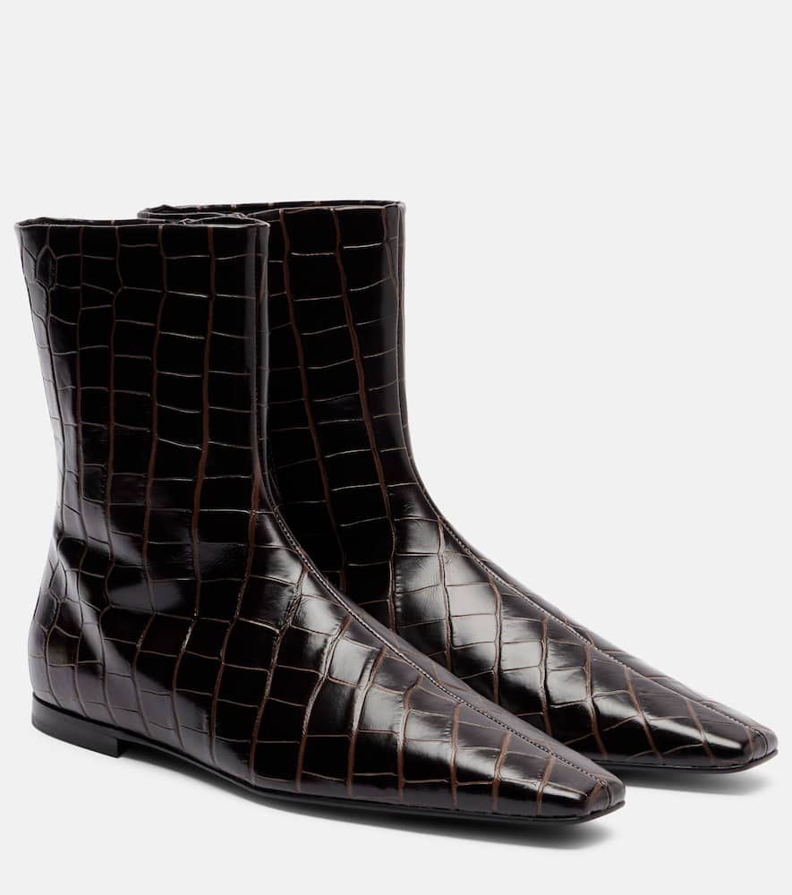 Totême Zipped Croco-embossed Chelsea Boots Dark Brown In Brown