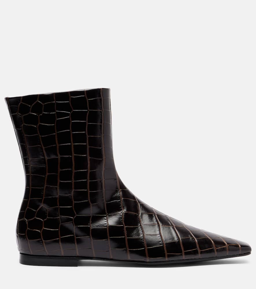 Totême Zipped Croco-embossed Chelsea Boots Dark Brown In Brown