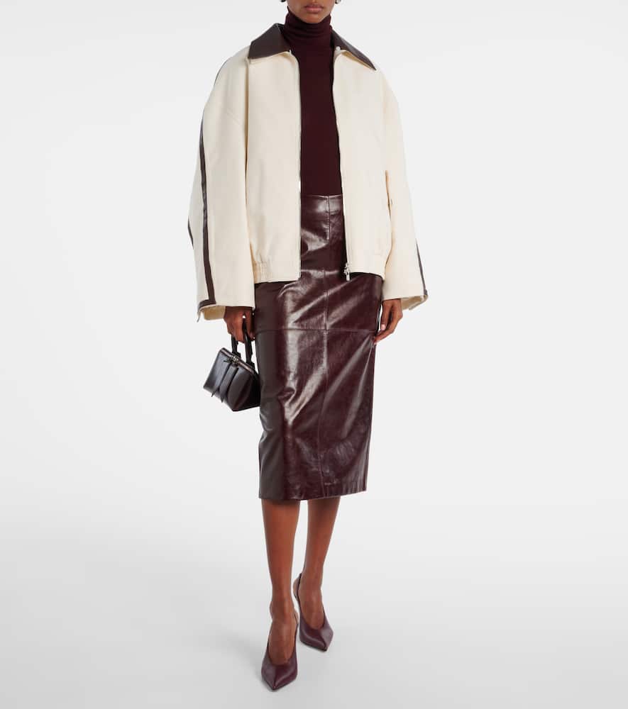 Jacques Wei Leather-trimmed Cotton Jacket In Neutral
