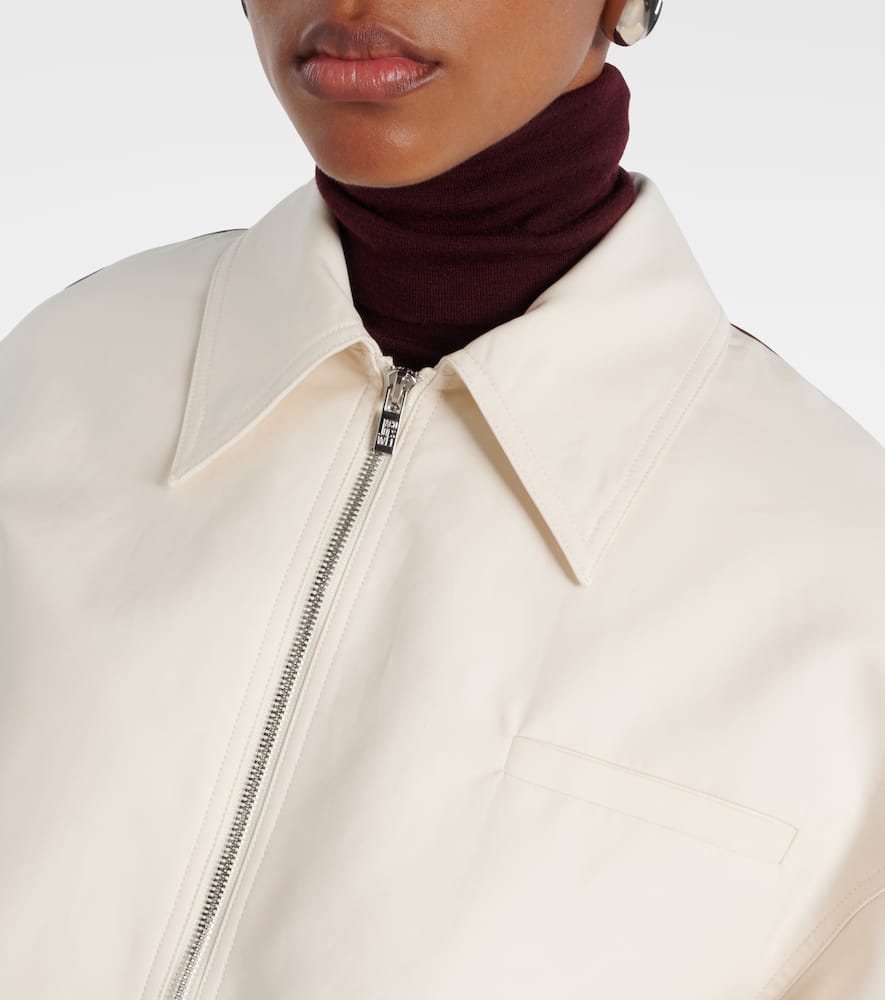Jacques Wei Leather-trimmed Cotton Jacket In Neutral