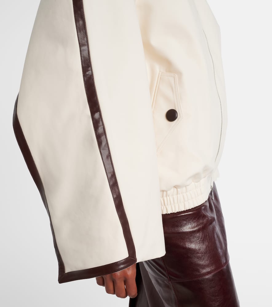 Jacques Wei Leather-trimmed Cotton Jacket In Neutral