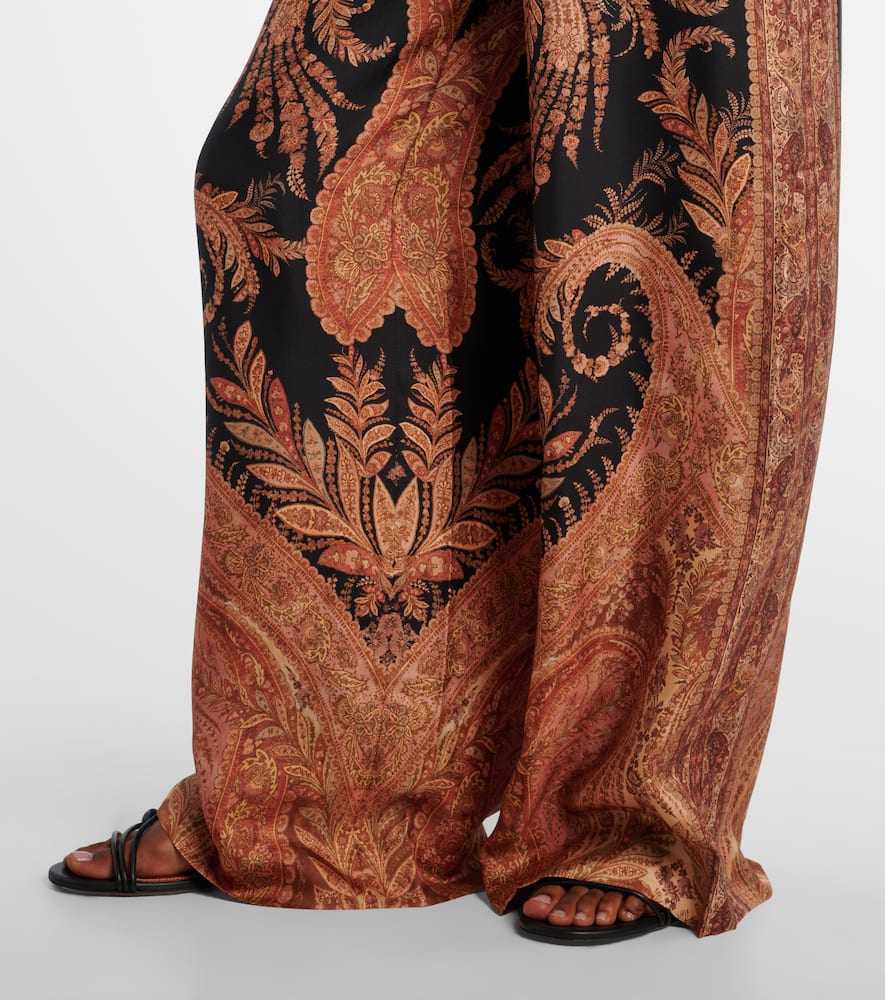 Zimmermann Multicolor Pants With Belt And All-over Paisley Motif In Silk Woman In Black