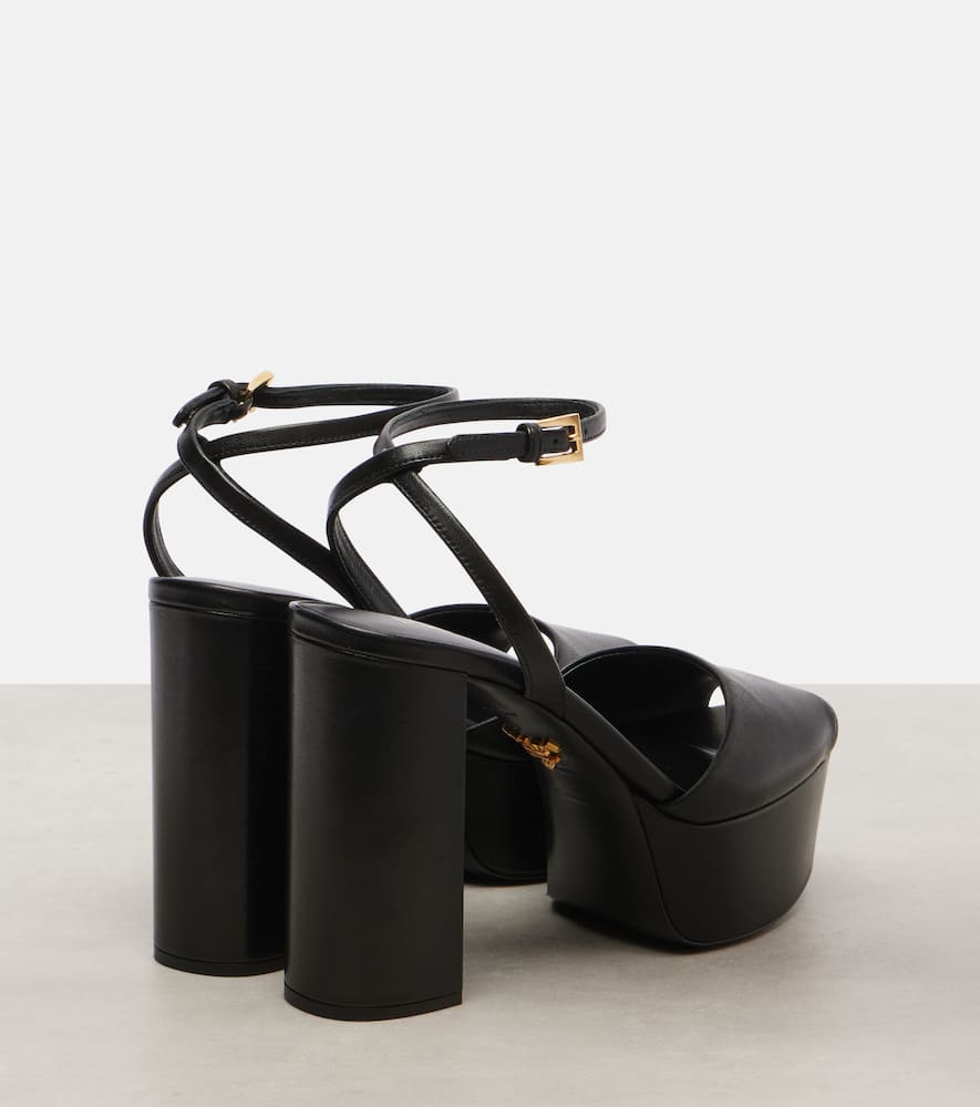Prada Leather Platform Sandals In Black