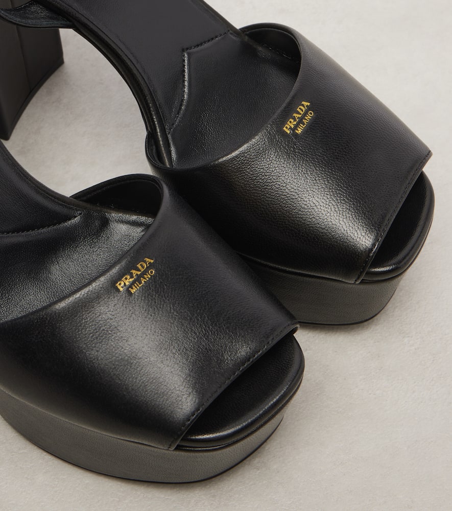 Prada Leather Platform Sandals In Black
