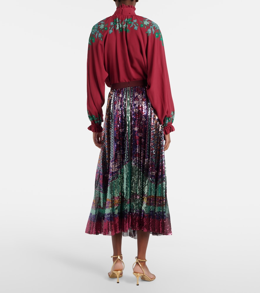  La Doublej La Doublej Accordian Pleated Sequined Midi Skirt 