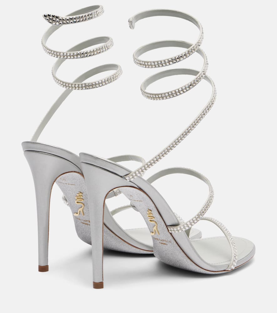 René Caovilla Cleo Embellished Satin Sandals In Gray