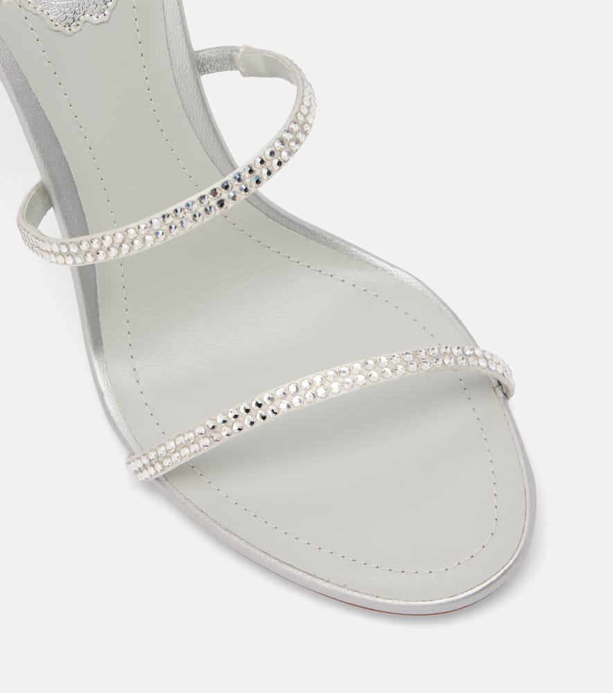 René Caovilla Cleo Embellished Satin Sandals In Gray
