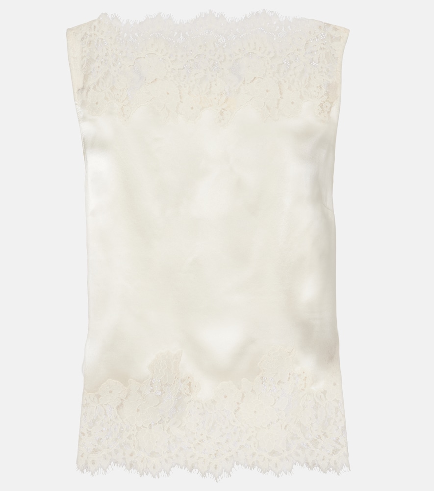 Dôen Viviane cutout lace-trimmed silk top