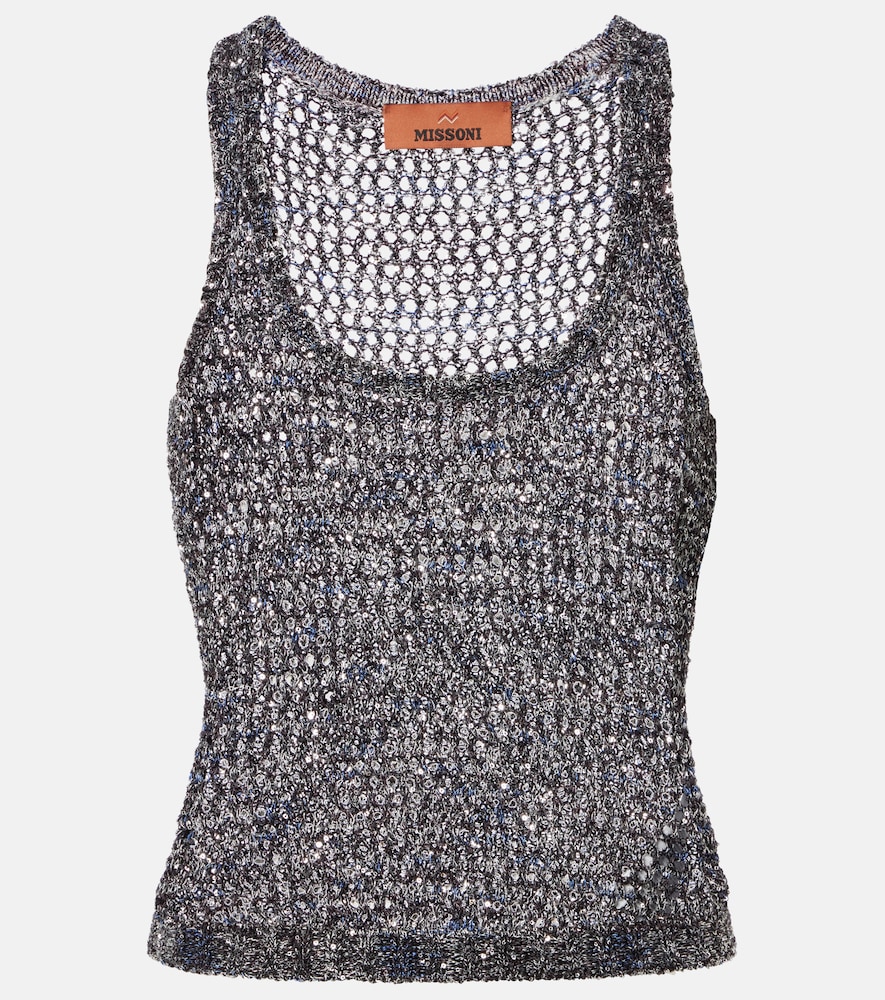 Top in maglia con paillettes