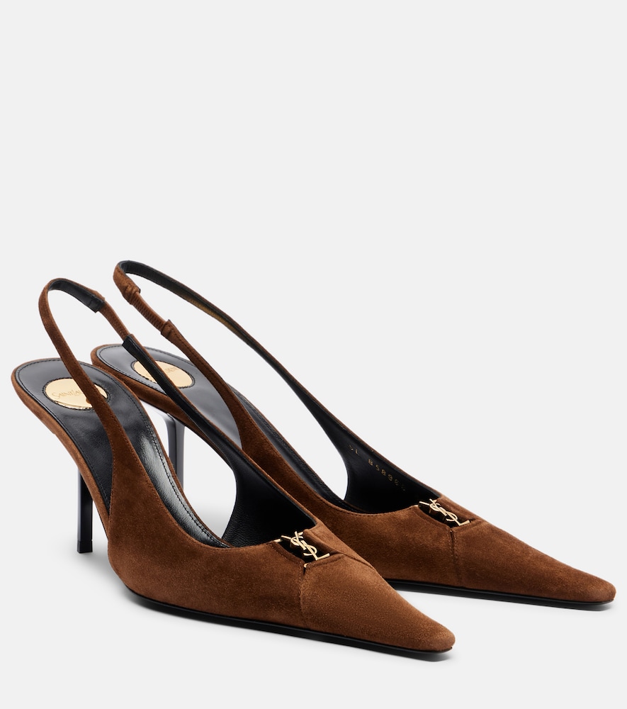 Saint Laurent Babylone Breteuil suede slingback pumps