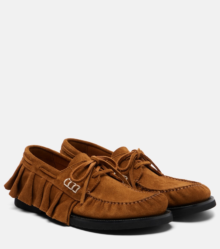 JW Anderson Ruffled suede boat shoes