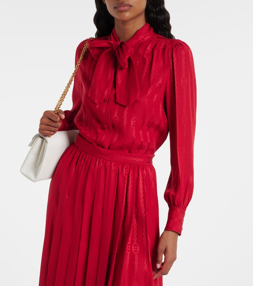  Gucci Gucci Interlocking G Silk Jacquard Blouse 