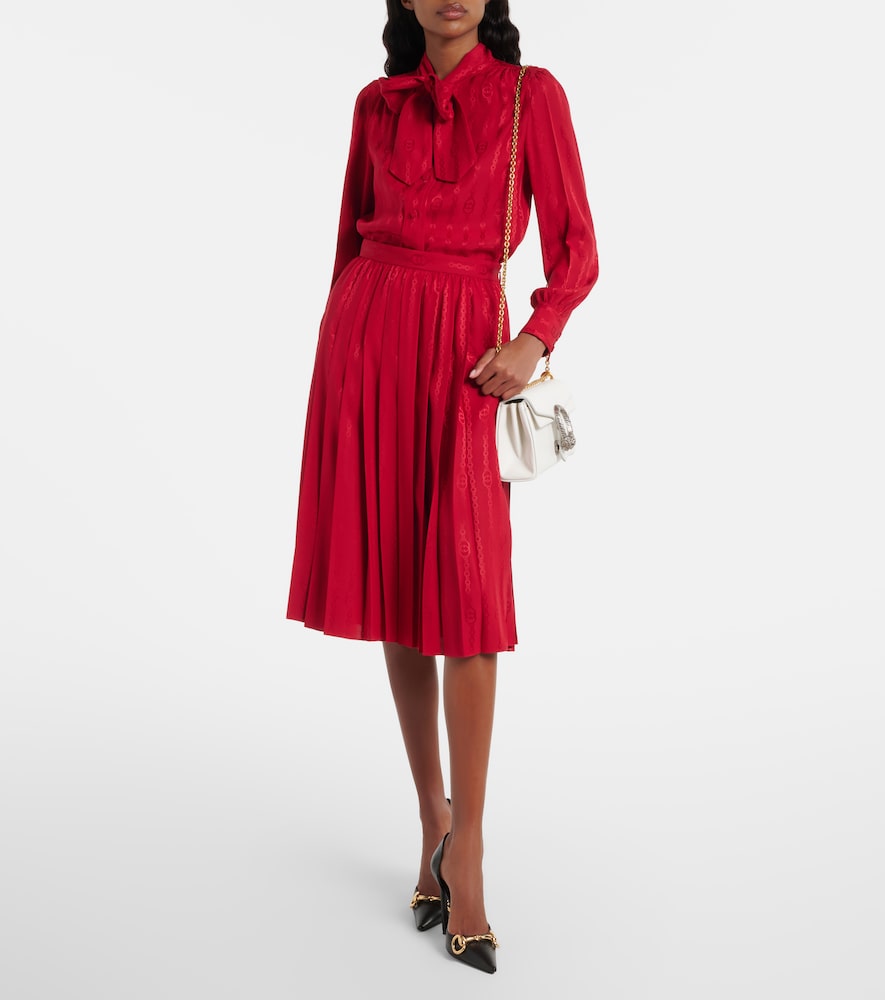  Gucci Gucci Interlocking G Silk Jacquard Blouse 