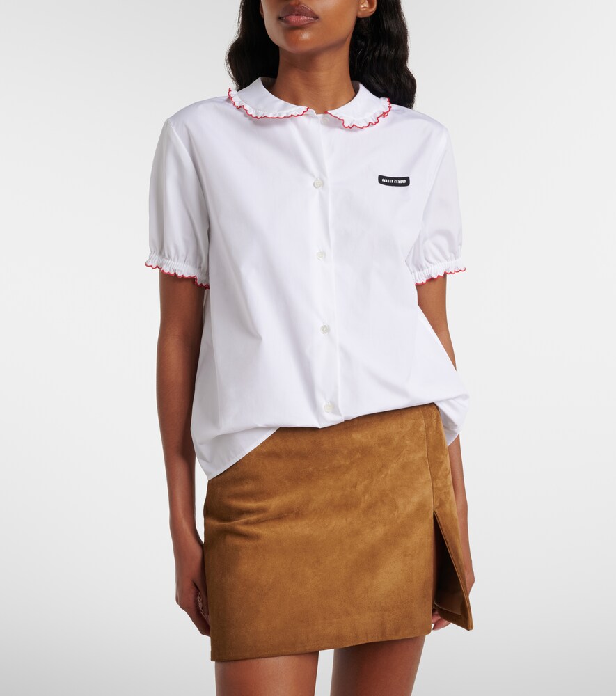 Miu Miu Scalloped cotton poplin shirt