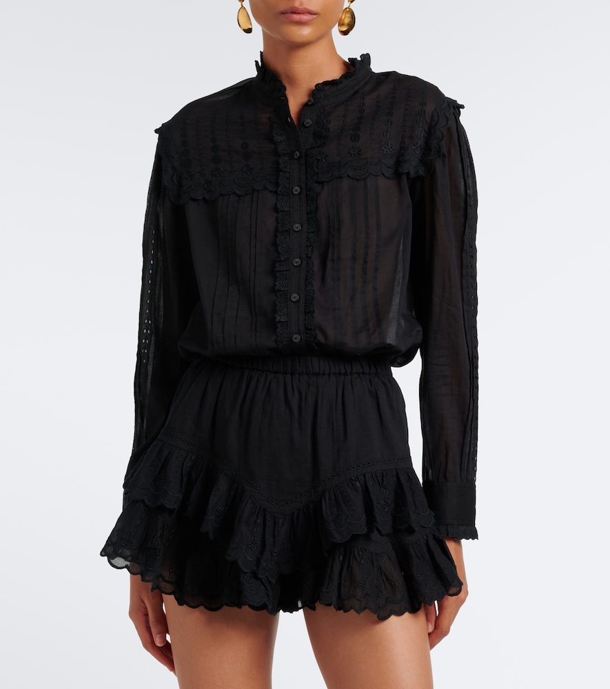 Lonzie Embroidered Cotton Voile Blouse