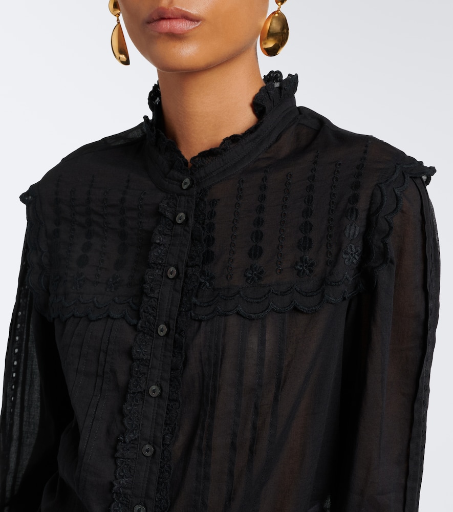 Lonzie Embroidered Cotton Voile Blouse
