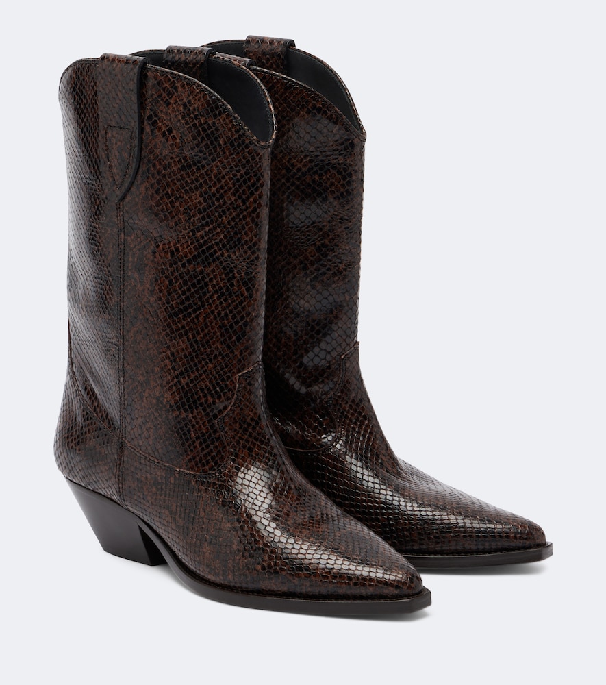 Isabel Marant Duerto Snake-effect Leather Cowboy Boots In Brown