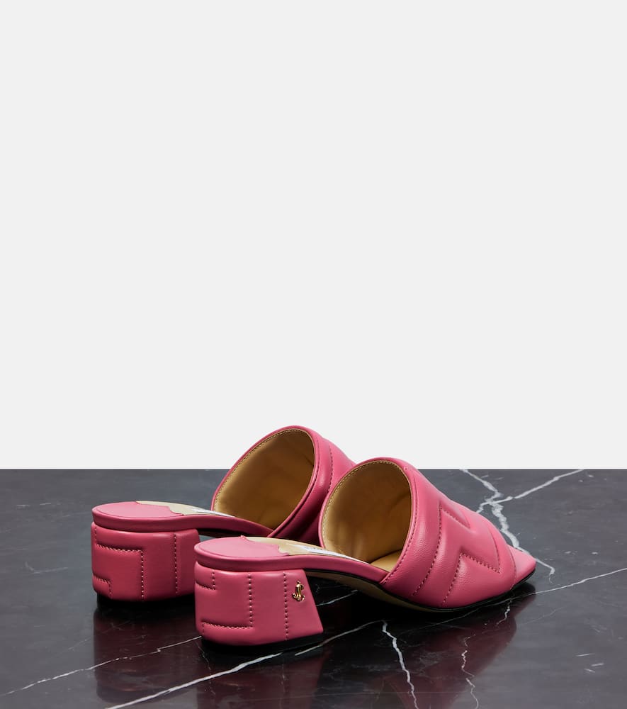 Shop Jimmy Choo Themis Matelassé Leather Mules In Candy Pink