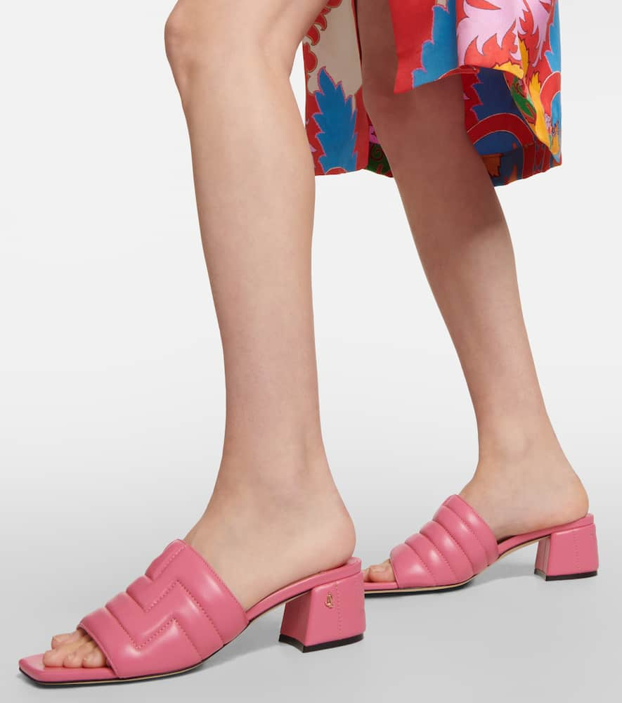 Shop Jimmy Choo Themis Matelassé Leather Mules In Candy Pink