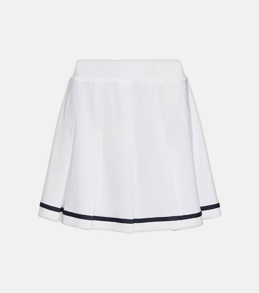 Varley Clarendon Striped Pleated Stretch-twill Mini Skirt In White