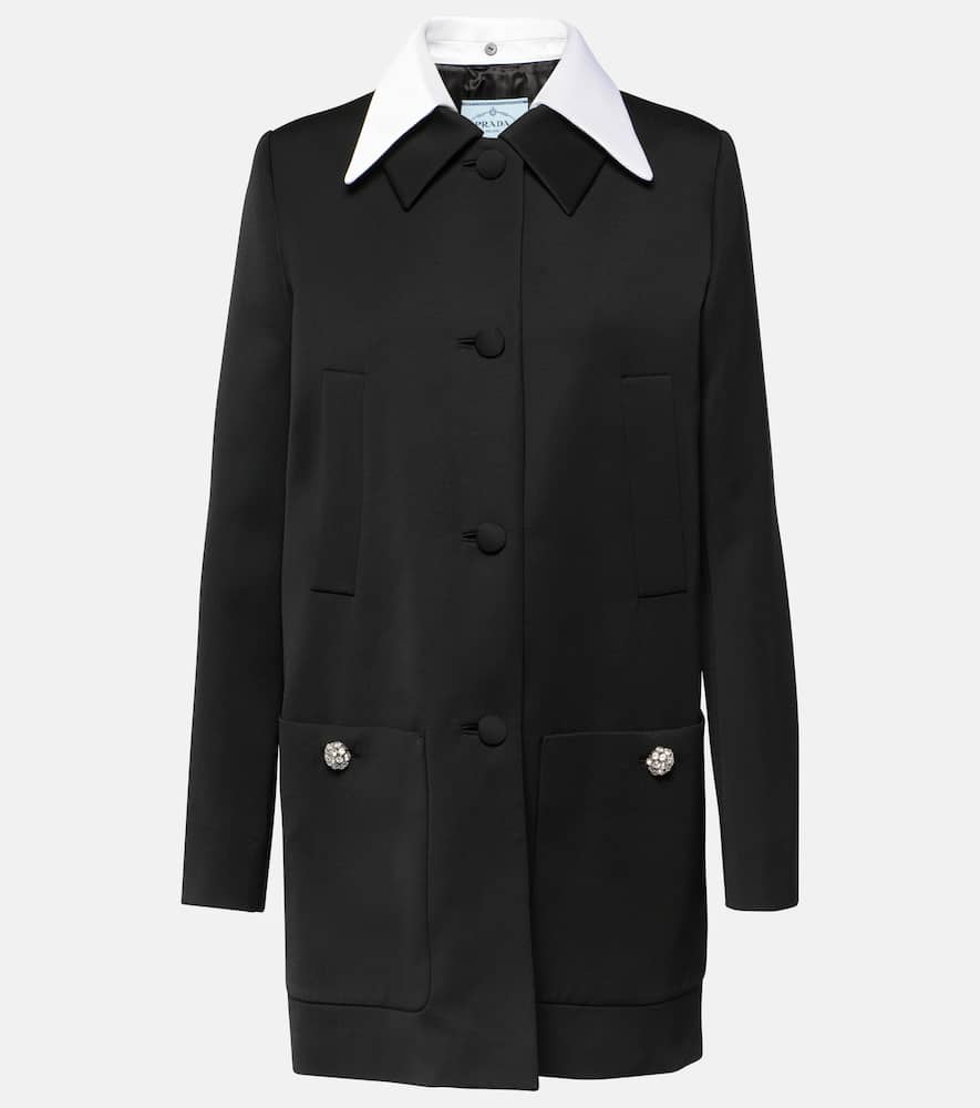 Satin-trimmed virgin wool coat