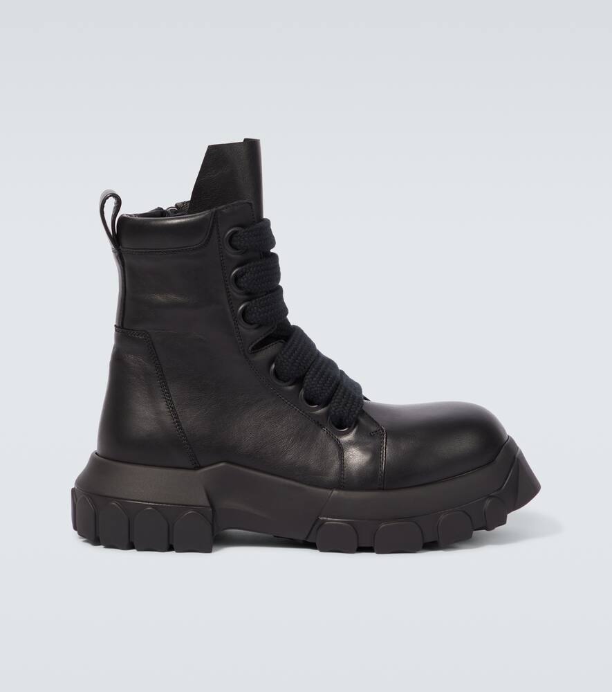 Rick Owens Chunky Lace-up Leather Boots With Tractor Sole In Schwarz