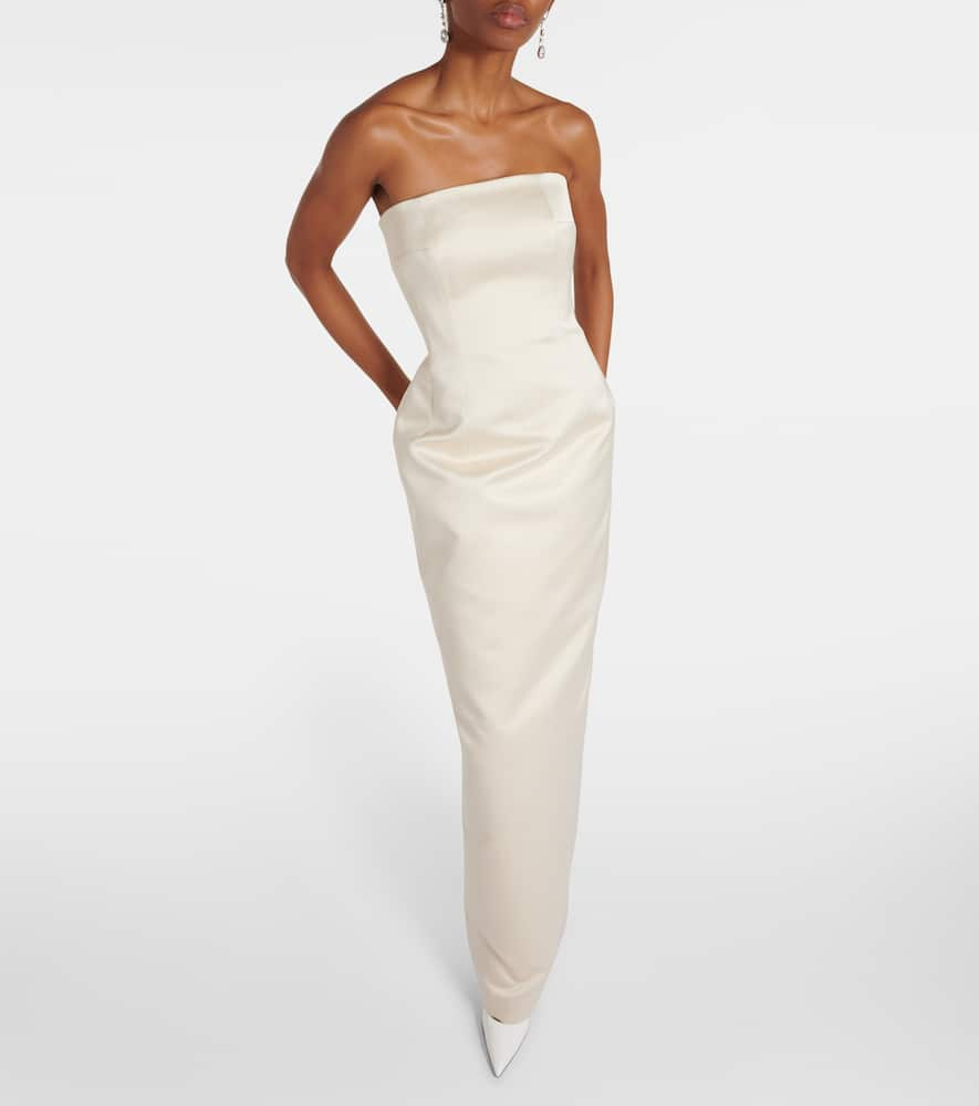 Shop Emilia Wickstead Strapless Gown In Ivory