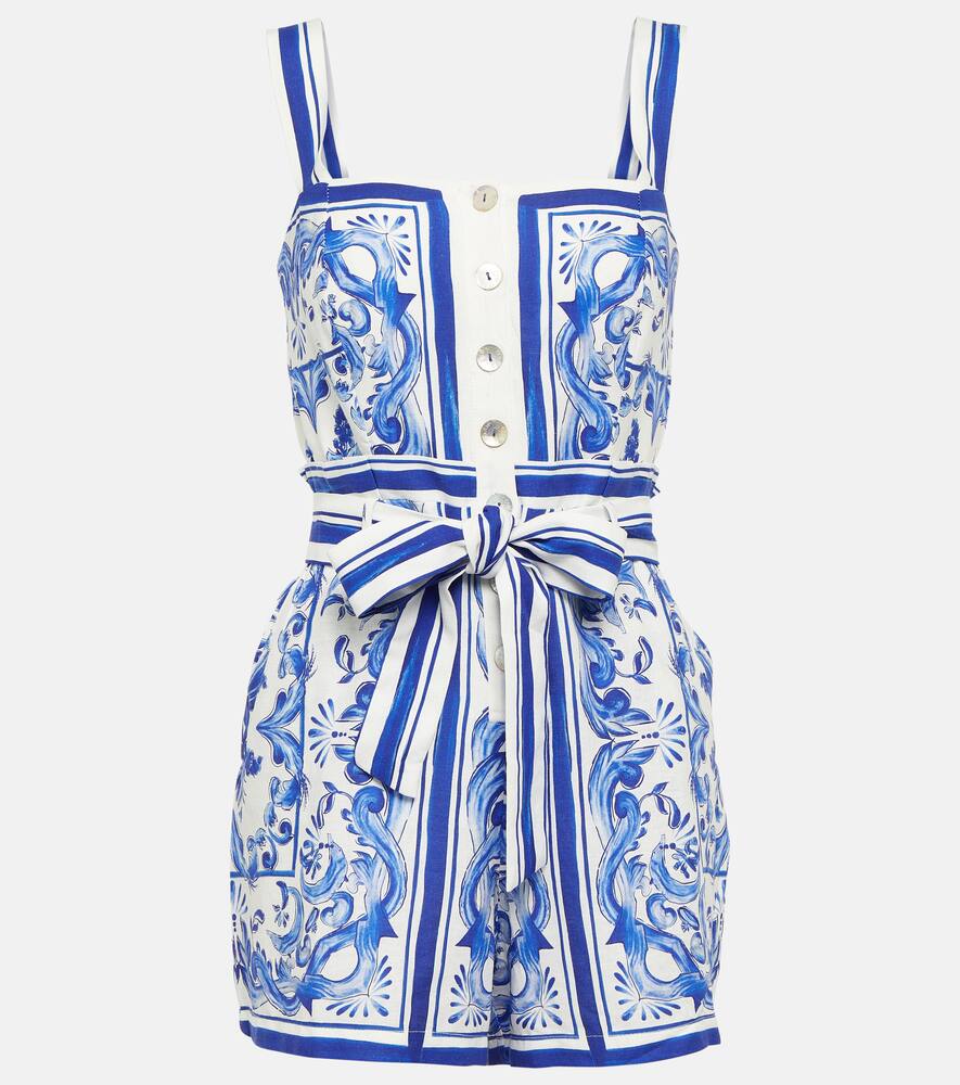 Farm Rio Printed linen-blend romper