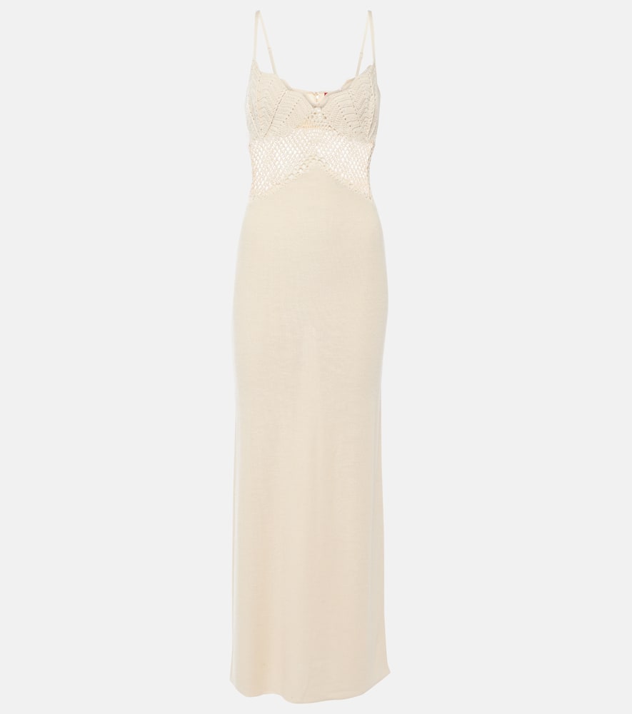 STAUD TARA COTTON CROCHET MAXI DRESS