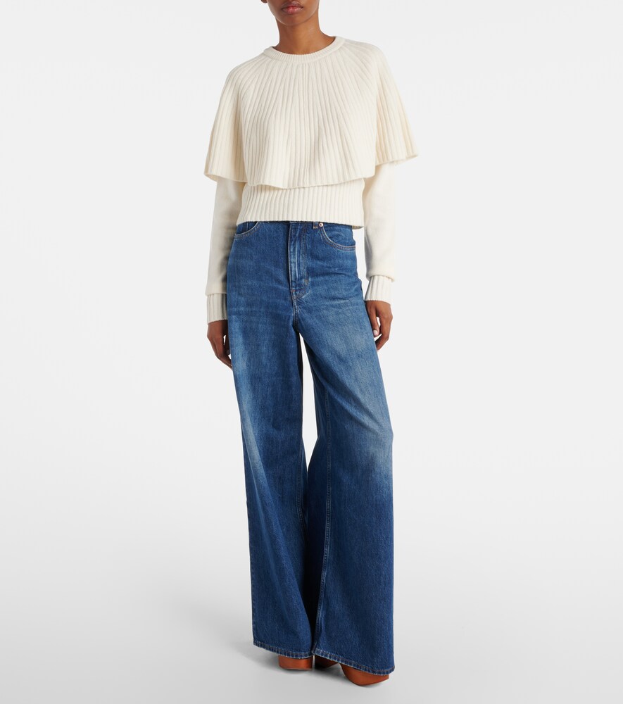  Chloe Chloe Caped Wool And Cashmere Top 