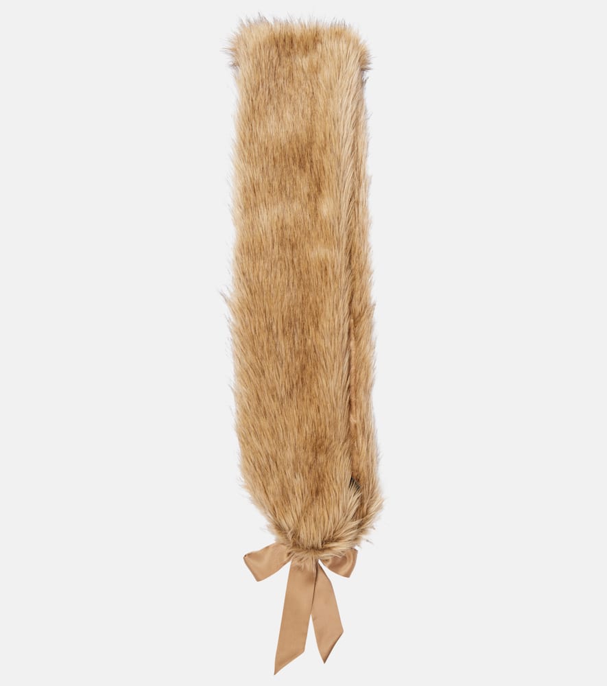 Bow-detail animal-free fur scarf