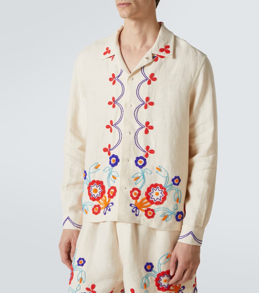 Bode Garden Party Shirt - Men's - Linen/flax In White