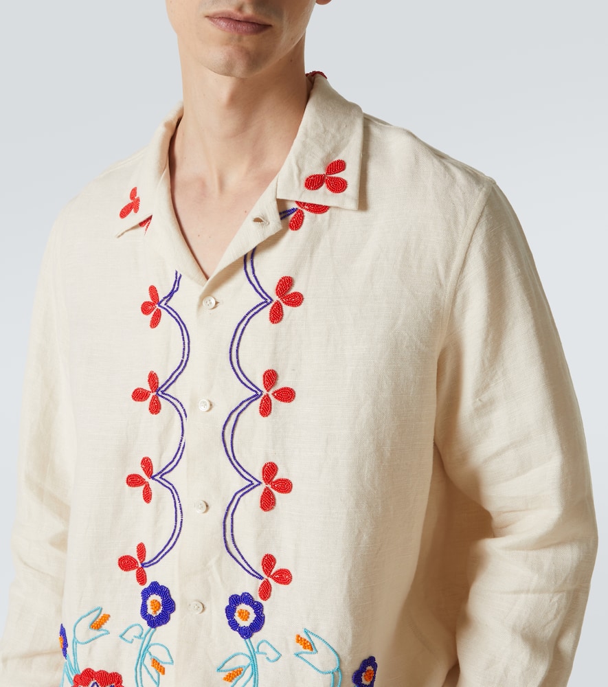 Bode Garden Party Shirt - Men's - Linen/flax In White