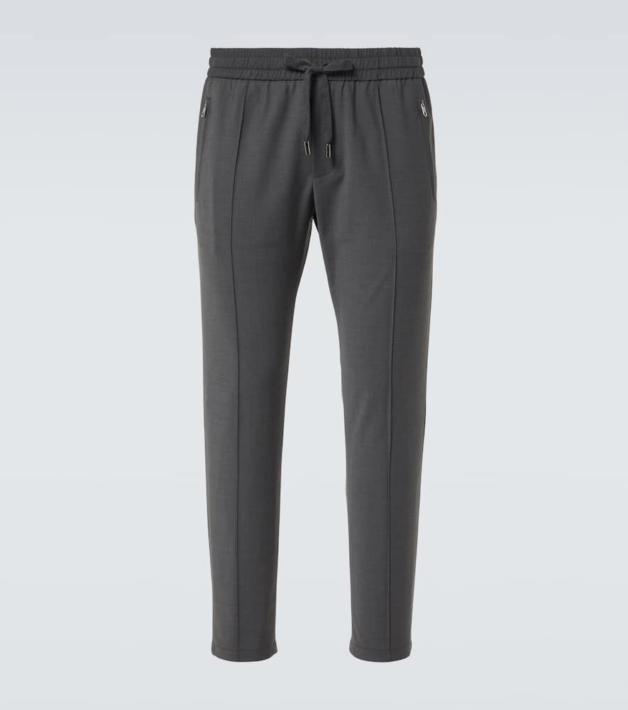 Dolce & Gabbana Drawstring-waist Tapered Trousers In Iron Grey
