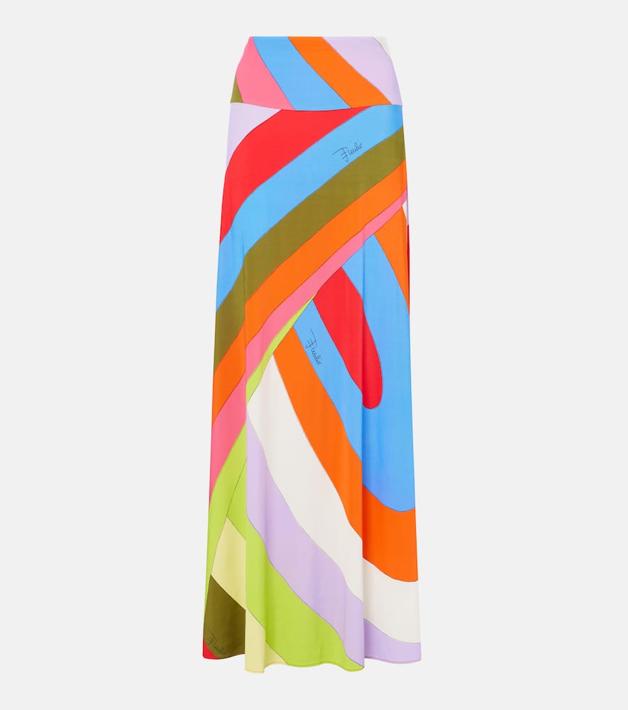 Pucci Jersey Satin Skirt In Multicoloured