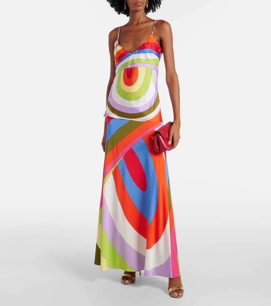 Pucci Jersey Satin Skirt In Multicoloured