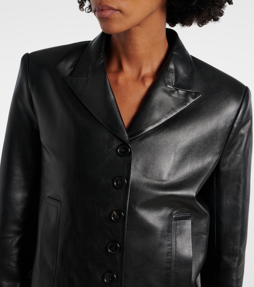 Shop Khaite Saraphina Leather Blazer In Black
